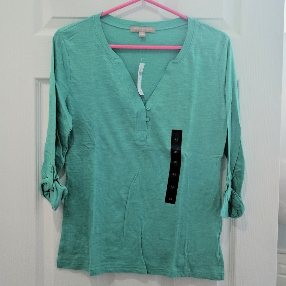 Banana Republic Factory 3/4 Sleeve Mint Shirt