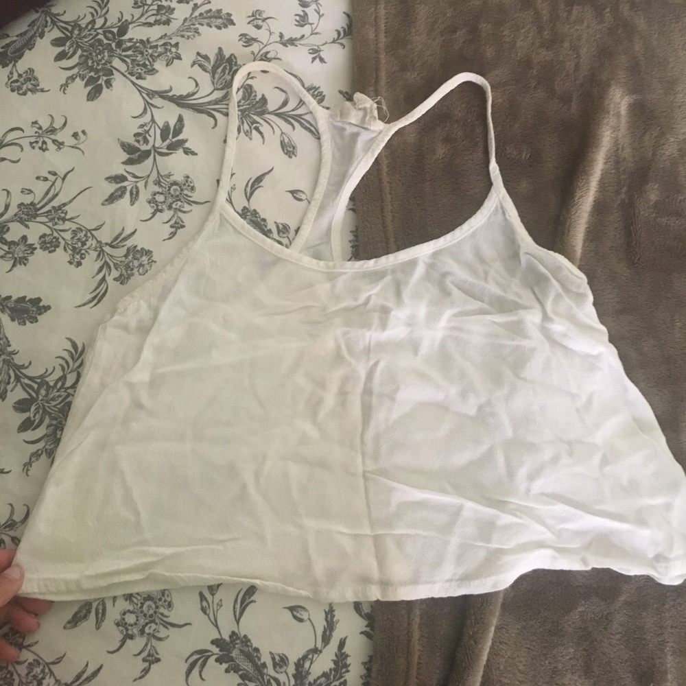 pacsun la hearts white racerback crop tank top