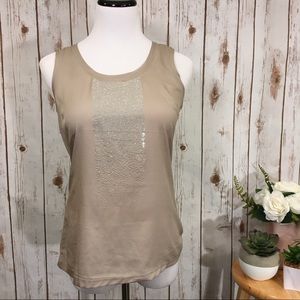 Studded Beige Dressy Tank Top