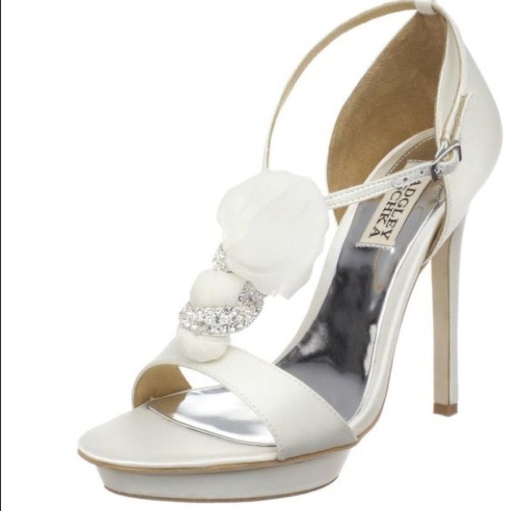 Badgley Mischka Dani White Satin Heels
