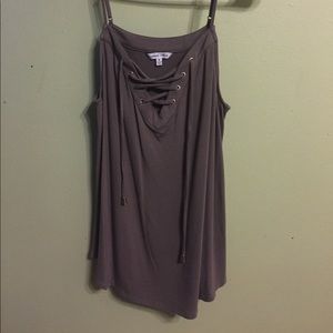 Grey lace up tank top