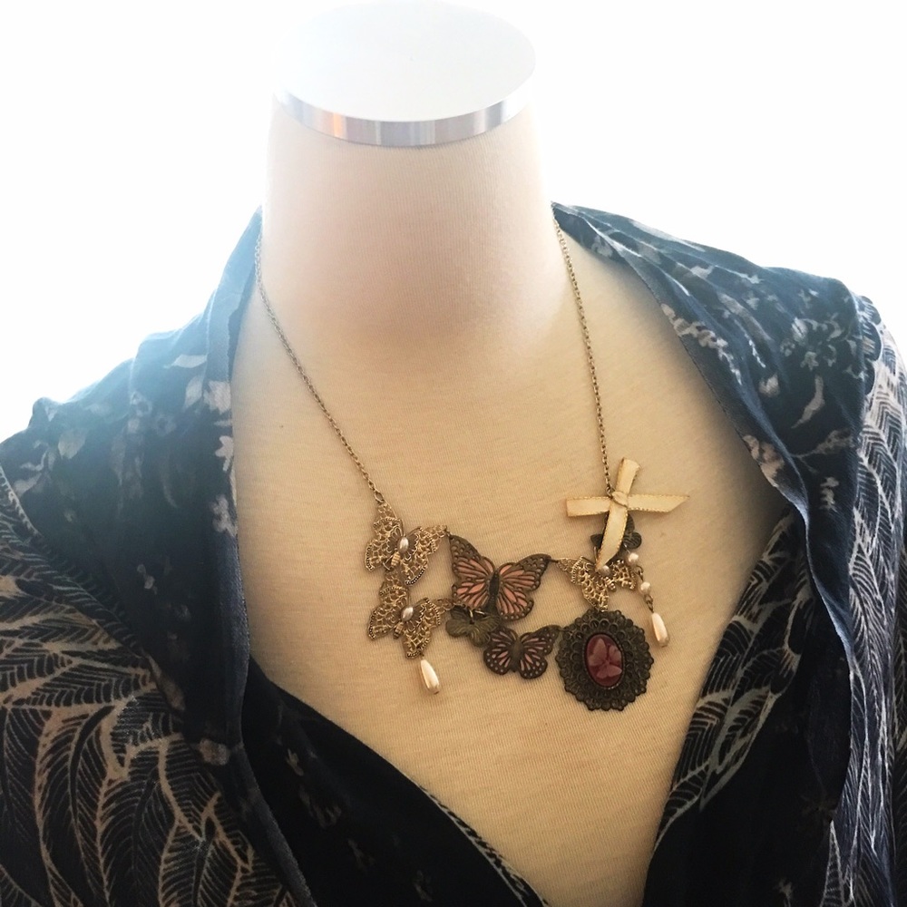 Vintage Inspired Butterfly Kisses Necklace