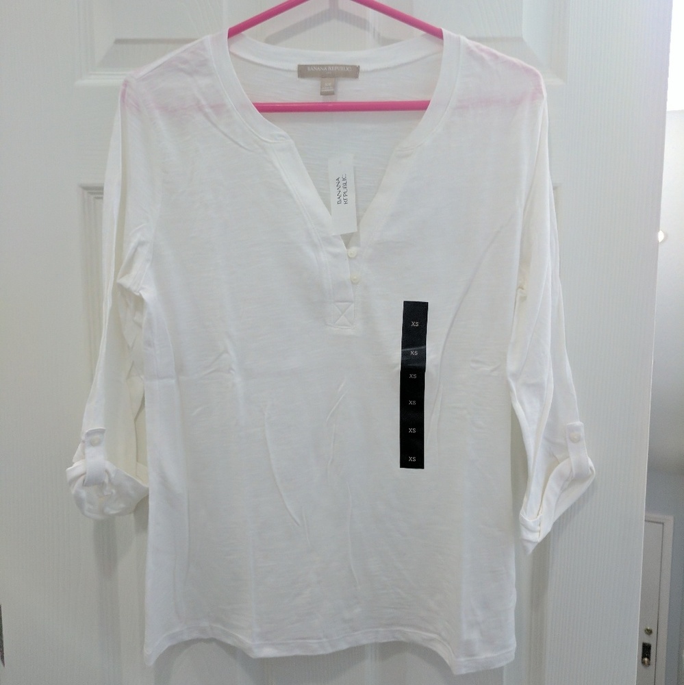 Banana Republic Factory 3/4 Sleeve White Shirt