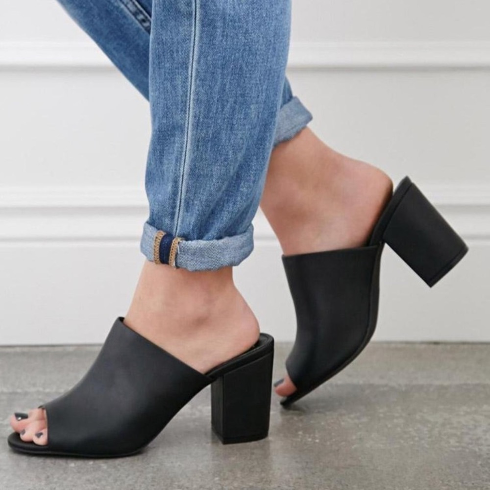 Brand New Faux Leather Black Mules