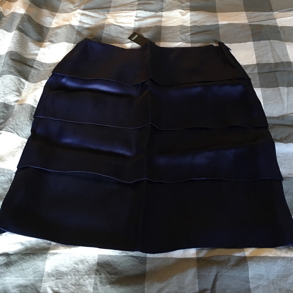 Ann Taylor LOFT 100% Silk Navy Blue Skirt