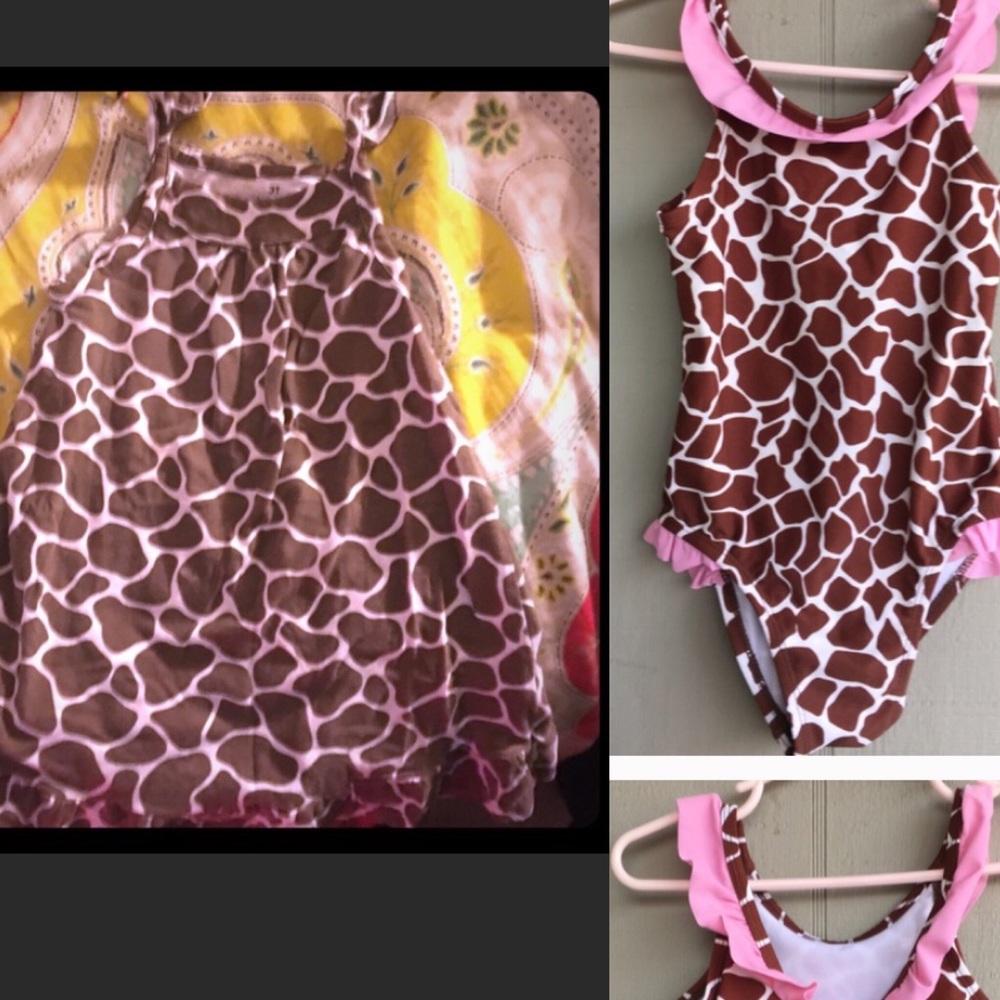 Bundle giraffe print sundress/cover up & 1pc sale