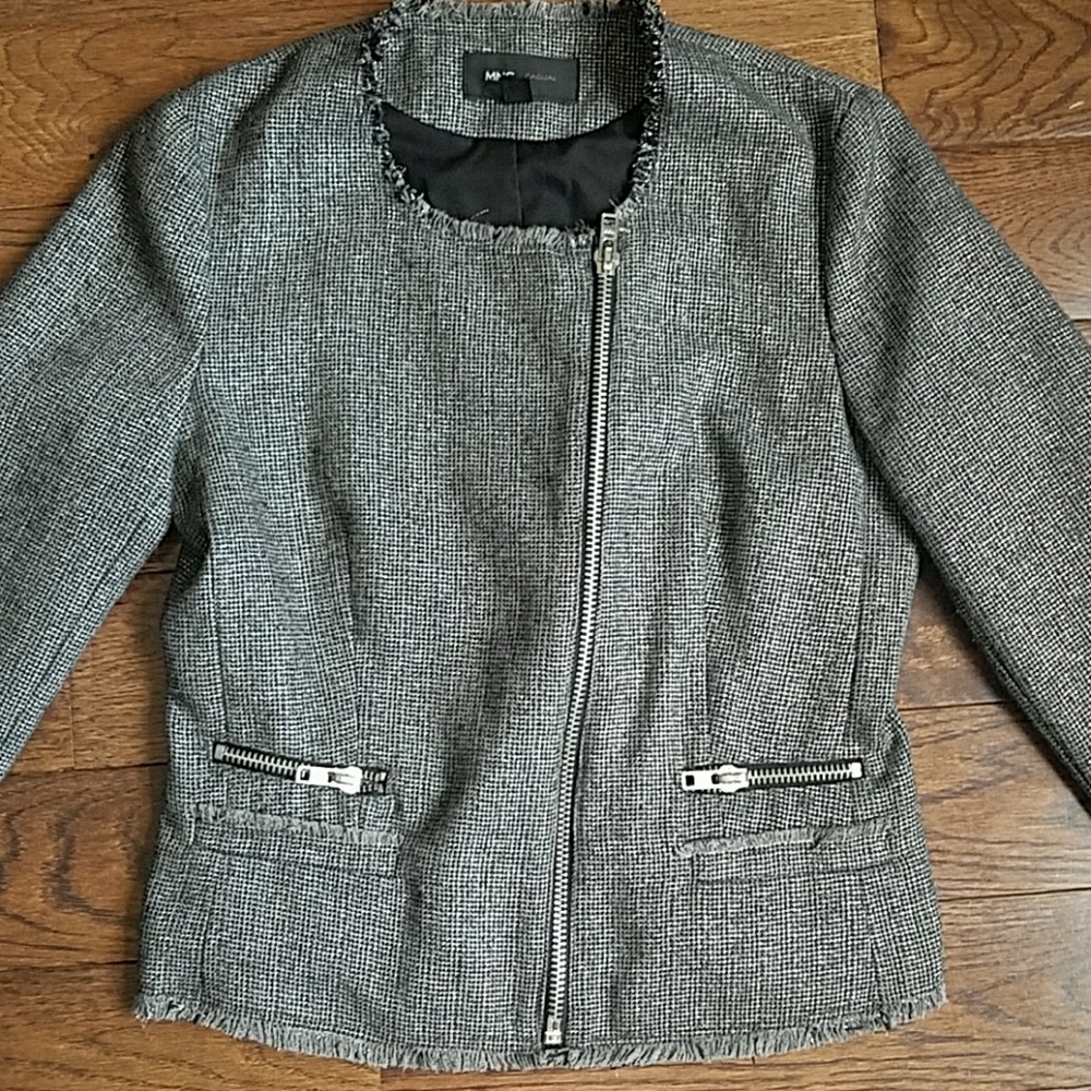 MNG mango tweed blazer moto jacket. Size XS