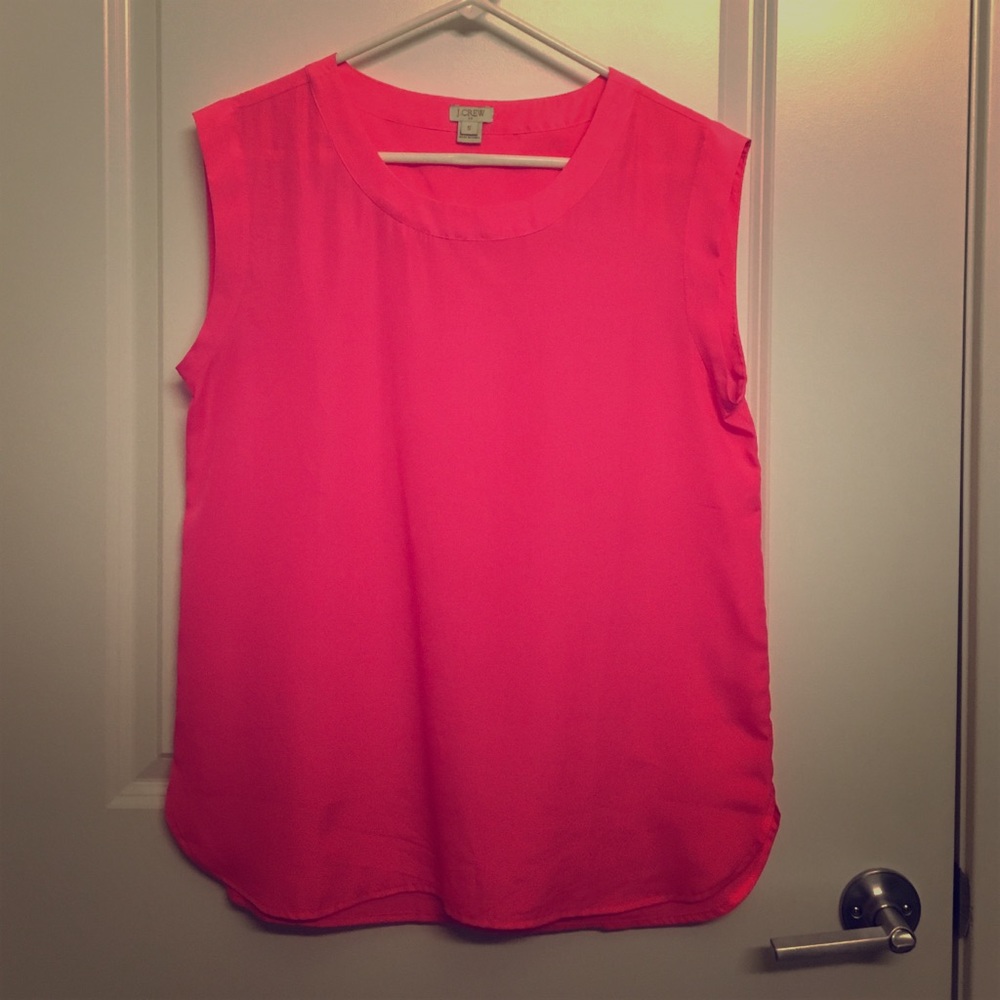 J. Crew Hot Pink Chiffon Drapey Sleeveless Shirt