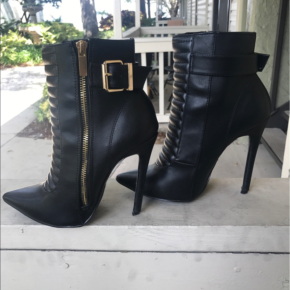 Black Zipper Bootie Heels