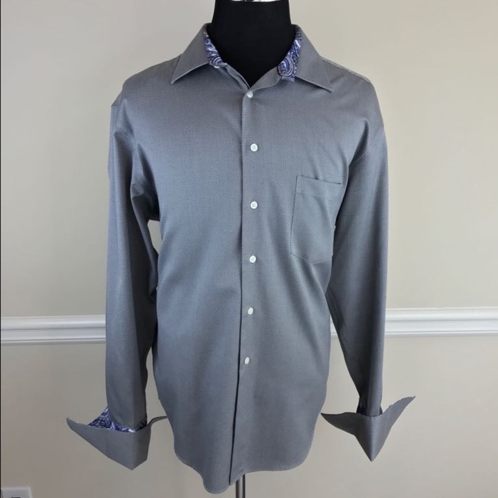 Gray Shirt Printed cuffs XXL Men's long sleeve