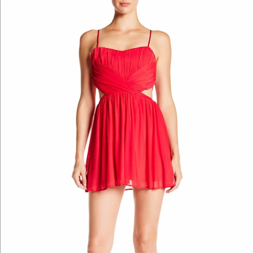 Steppin Out  Ruched Cutout Mini Dress
