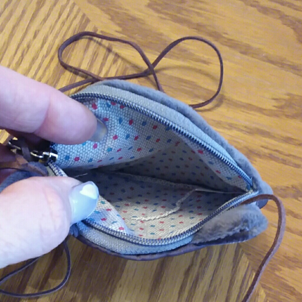 Cat zipper coin purse w/ leather shoulder strap - Picture 5 of 6