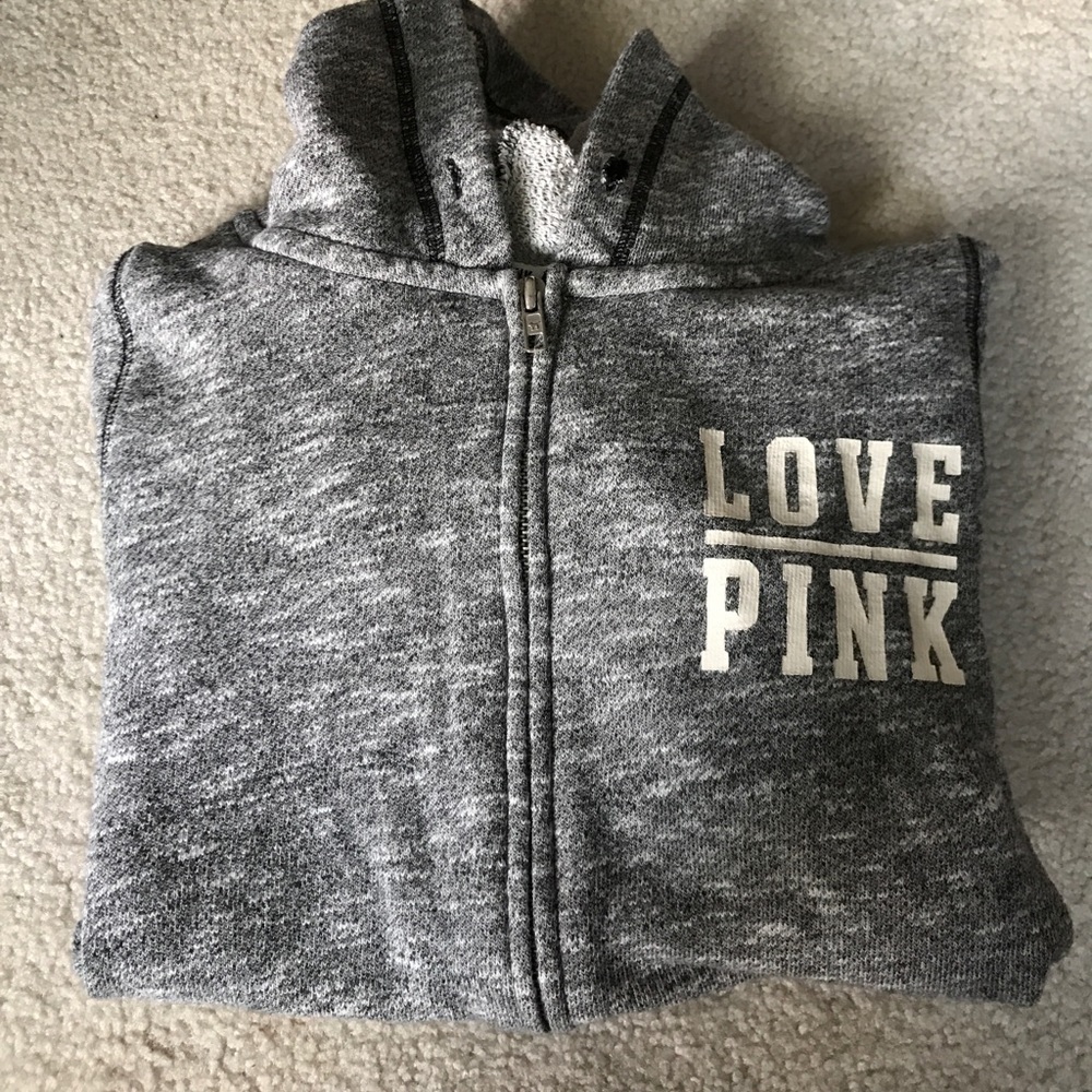 "love pink" victoria's secret zip up hoodie
