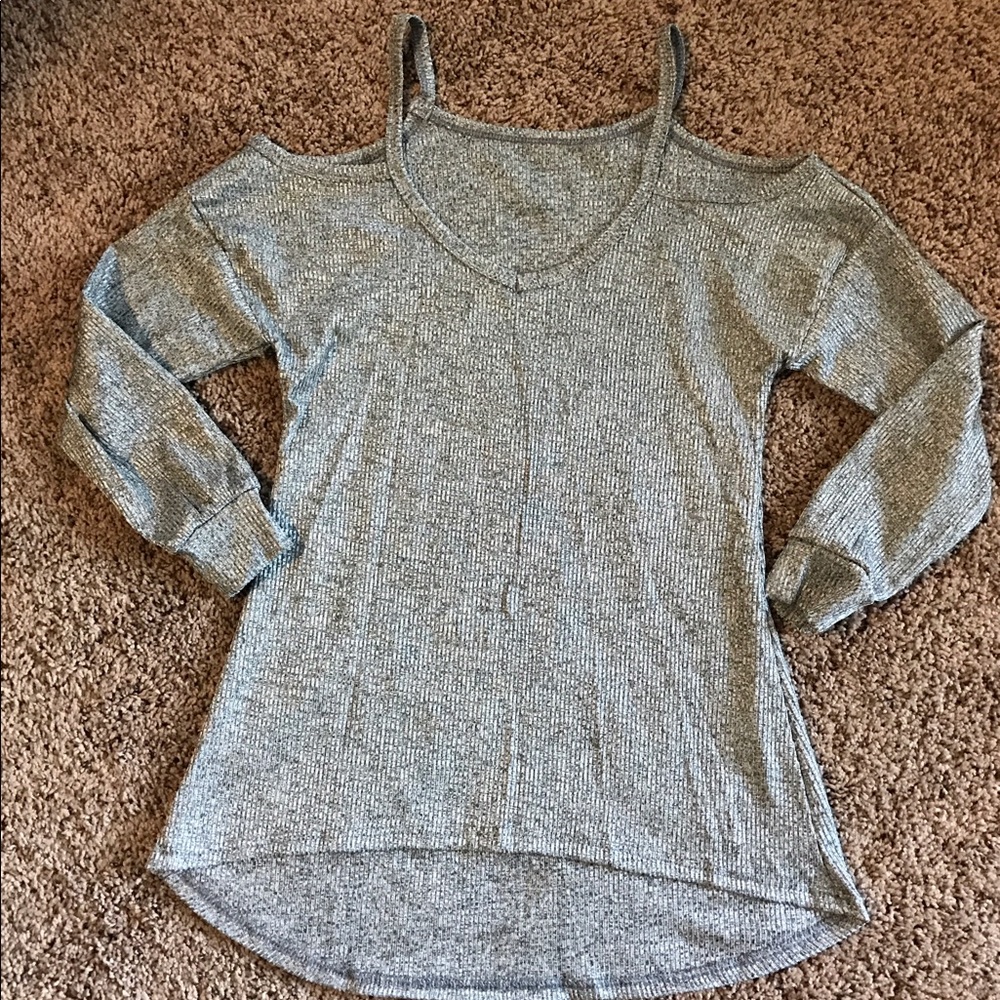 NWOT Grey Cold Shoulder Sweater