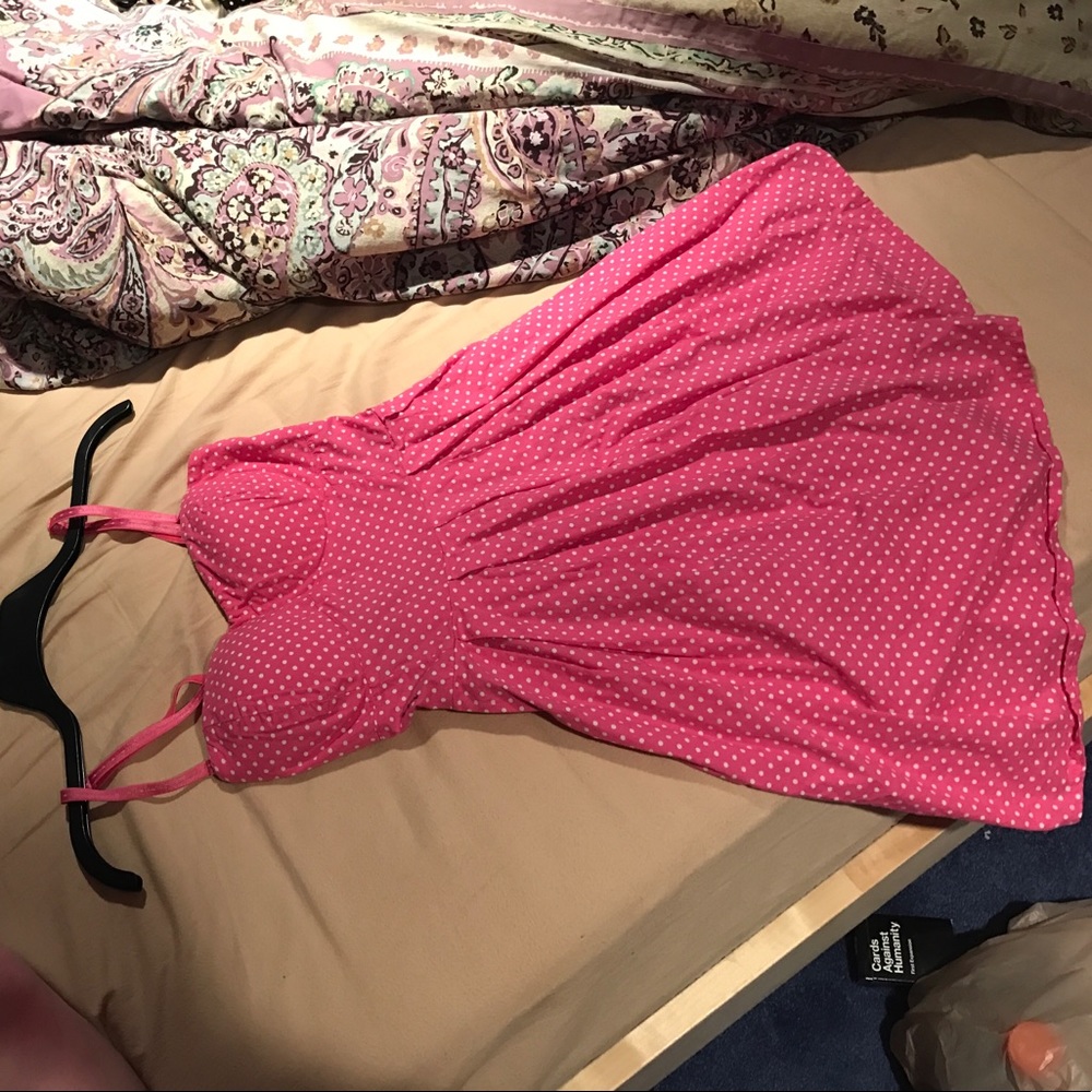 💗 NWOT pink and white polka-dot dress 💗