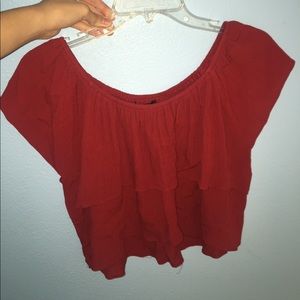 Off the shoulder/crop red blouse