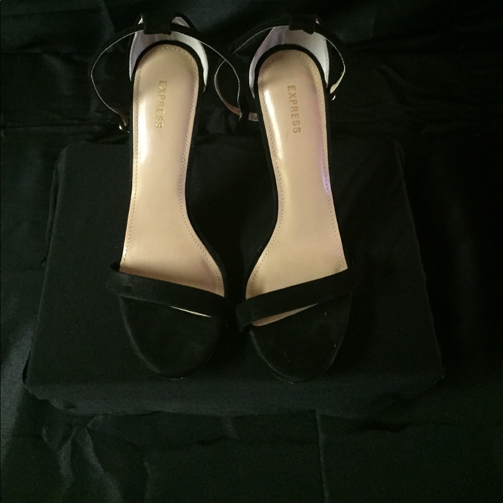 Express black sandals with heels.