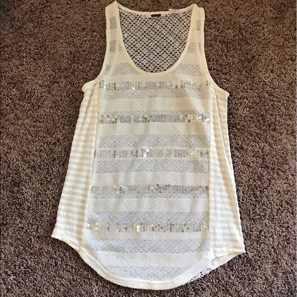 Cream Crochet & Sequins Tank