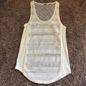 Cream Crochet & Sequins Tank