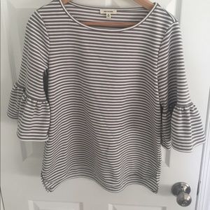 Striped bell-sleeve top