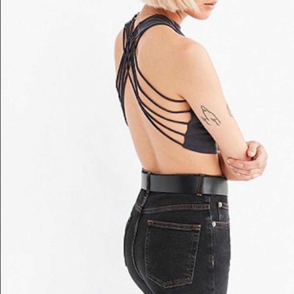Black Cassi Strappy Back Cami Crop Top