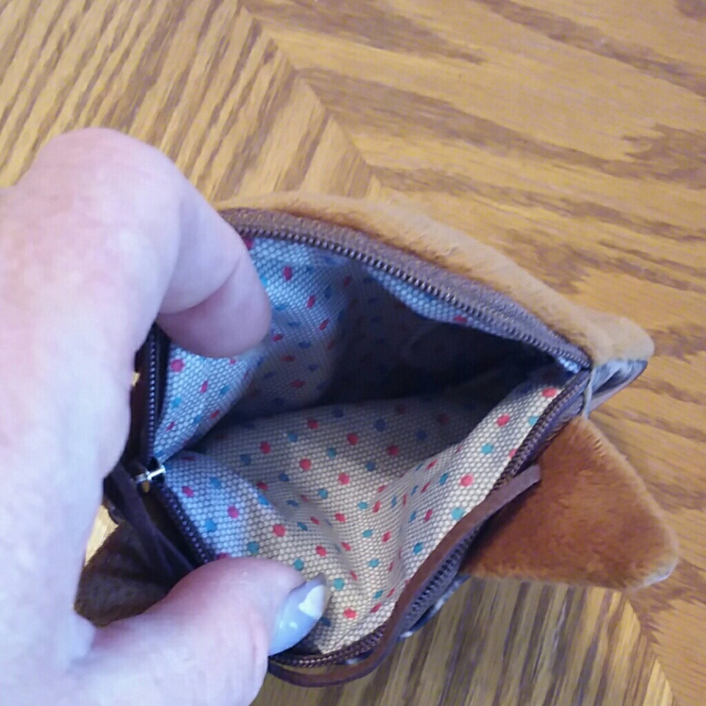 Cat zipper coin purse w/ leather shoulder strap - Picture 6 of 6