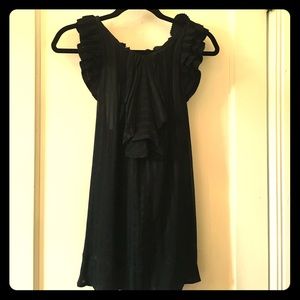 BCBG max aria black sleeveless ruffle top