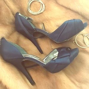 Navy Blue Nina "Ella" Peep-Toe Pumps