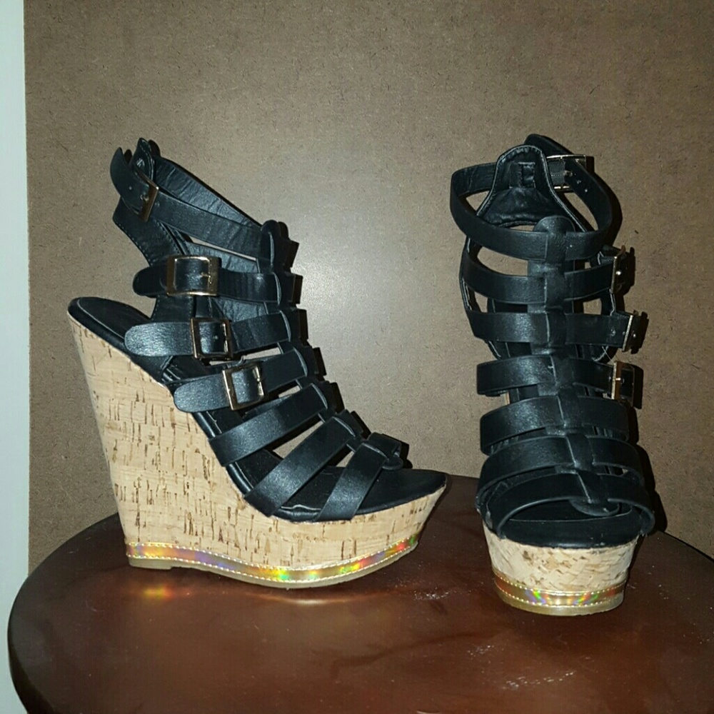 Black wedges size 6.5