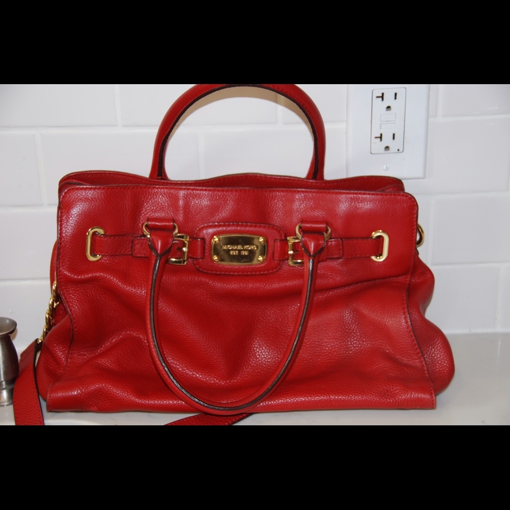 Red Michael Kors Hamilton Bag