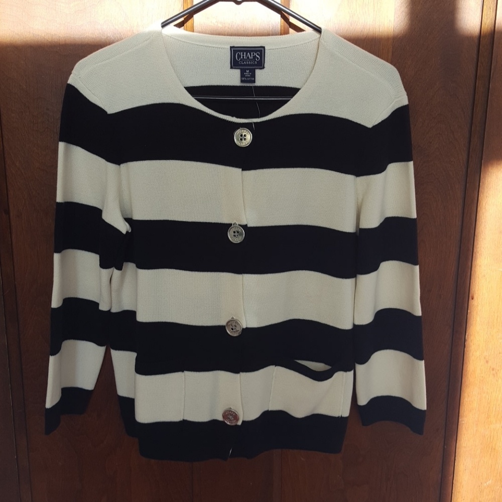 Chaps Striped Cardigan