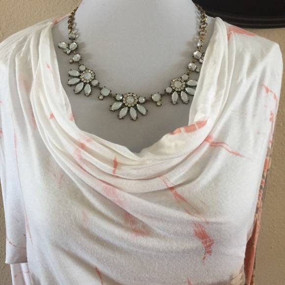 Phanuel cream, brown, peach tie dye cowl neck top - Picture 3 of 8