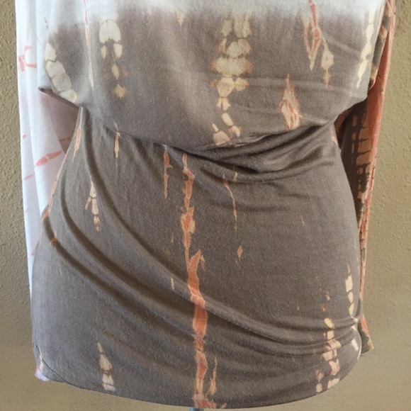 Phanuel cream, brown, peach tie dye cowl neck top - Picture 4 of 8