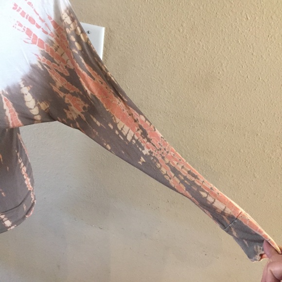 Phanuel cream, brown, peach tie dye cowl neck top - Picture 5 of 8