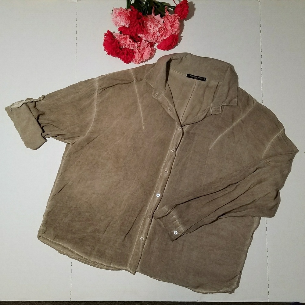Brandy Melville 3/4 slv Button up Grey Blouse - OS