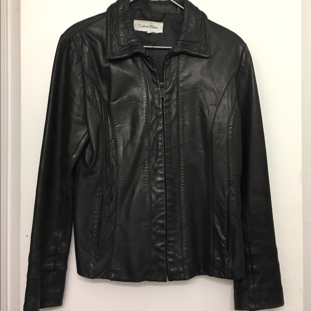 Calvin Klein Black 100% Leather Jacket