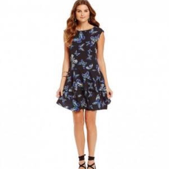 CeCe Floating Butterflies Drop Waist Dress - Picture 2 of 5