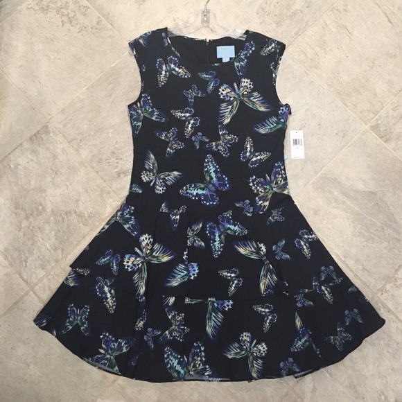 CeCe Floating Butterflies Drop Waist Dress - Picture 3 of 5