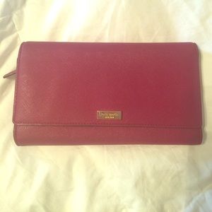 Maroon Kate Spade tri fold Wallet