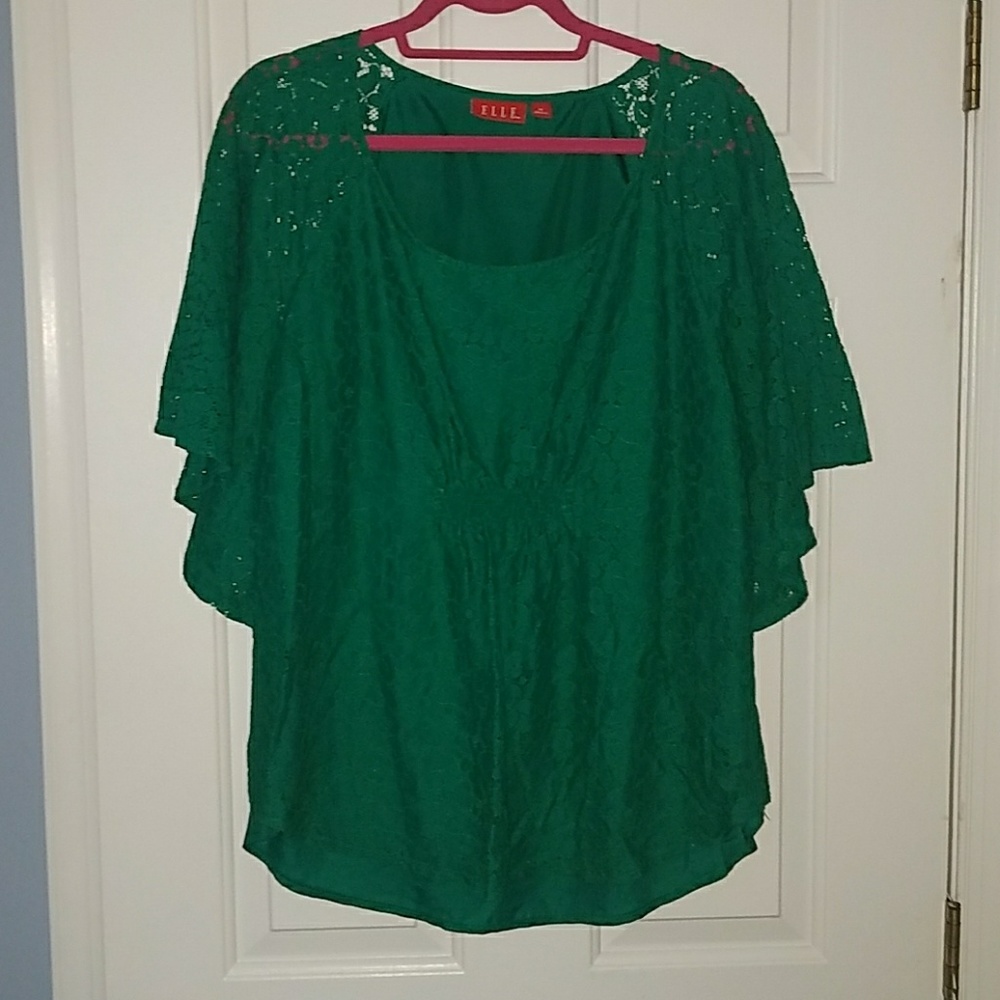 Green Lace Detail Blouse