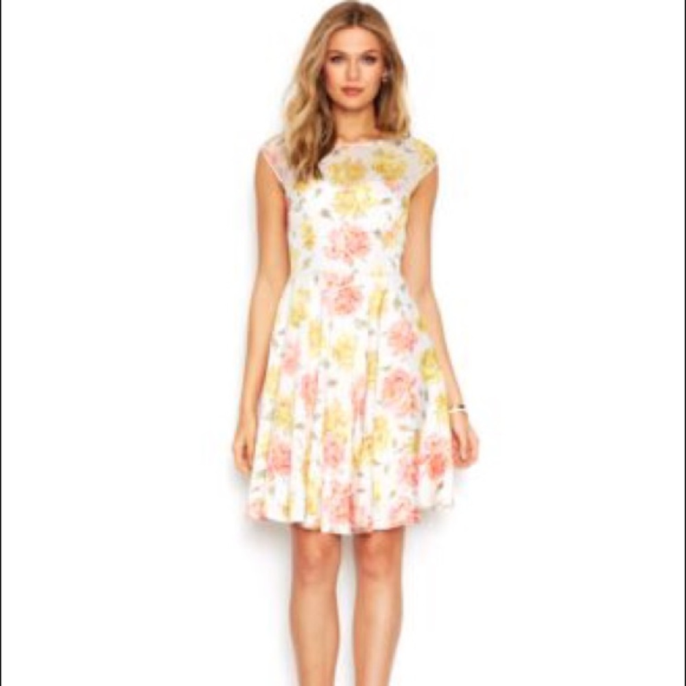 Betsey Johnson Pink & Yellow Floral Dress - Size 4