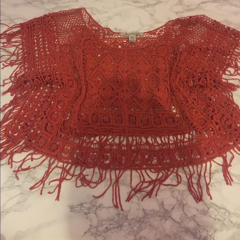 Crocheted Boho Top! Rust Orange! American rag!