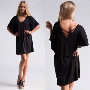1 Left! Black Go-To Dress- Strappy Dolman Sleeves