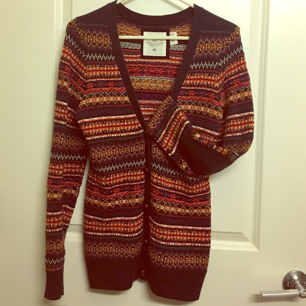 H&M L.O.G.G. Patterned Sweater with Elbow Patches