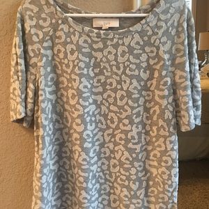 NWT- LOFT gray, leopard print, short sleeve shirt