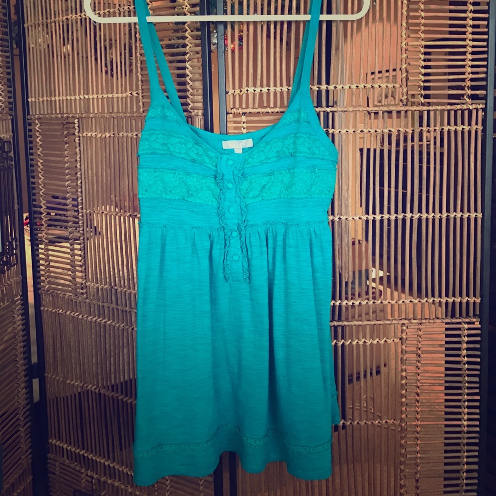 dELIA's Teal Tank with Button & Lace Detail