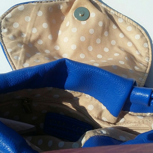 BLUE LEATHER CROSS BODY TASSLE PURSE - Picture 4 of 6