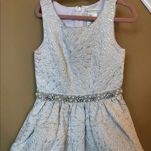 Girls silver/white jeweled dress