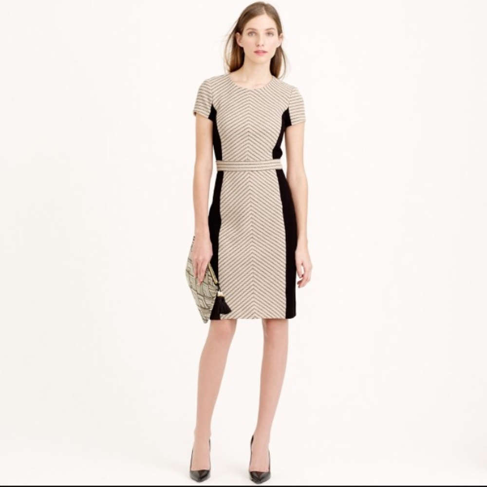 Colorblock chevron dress in Italian tweed
