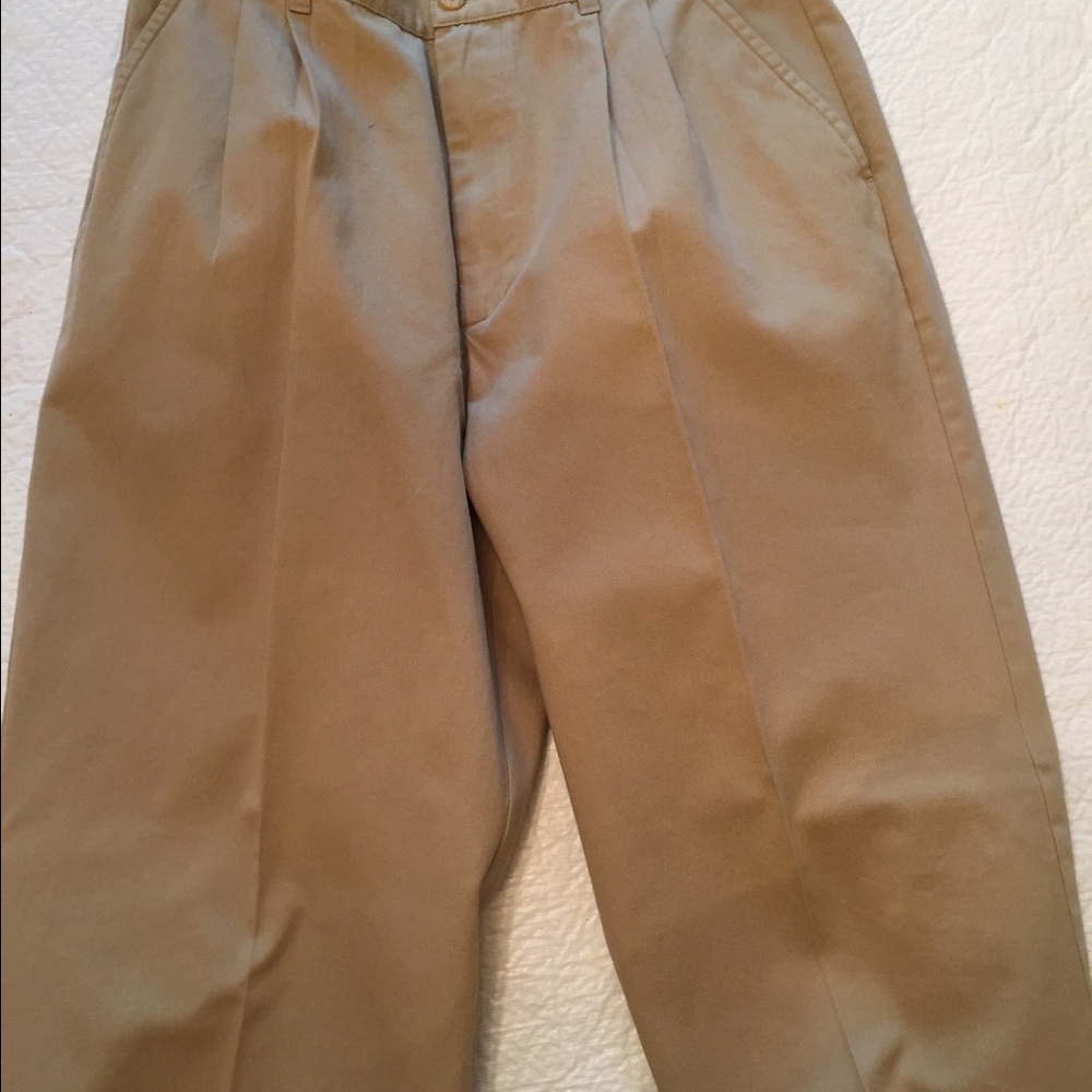 Dark tan khakis.